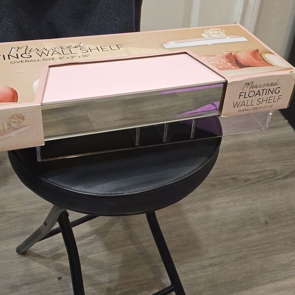 Premier Home Pink Top Mirrored Floating Wall Shelf - Picture 6 of 6